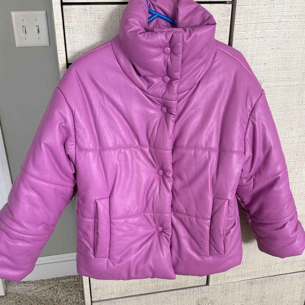 Nanushka Vegan Leather Jacket Bright Orchid
